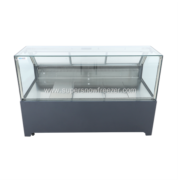 Fan cooling square transparent glass meat display chiller